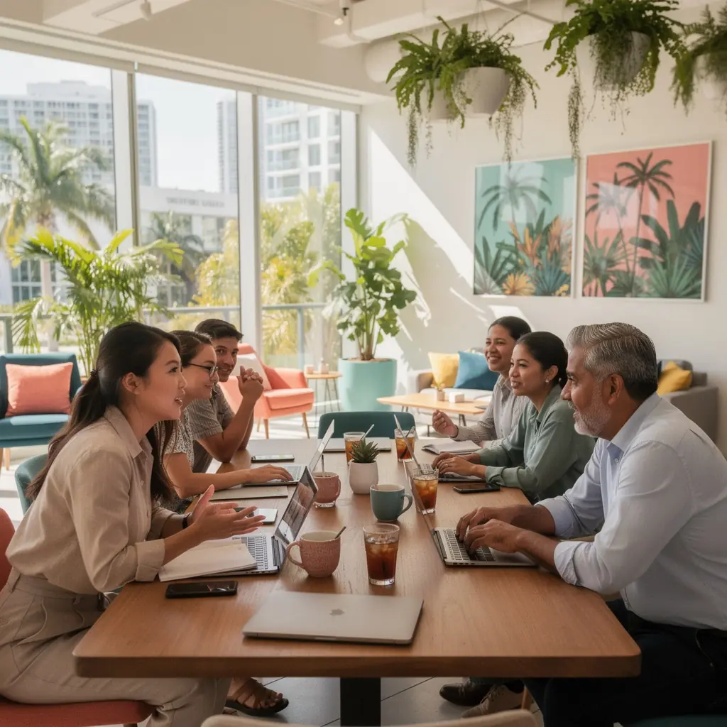 Przytulna strefa wypoczynkowa z wygodnymi sofami i naturalnym oświetleniem.