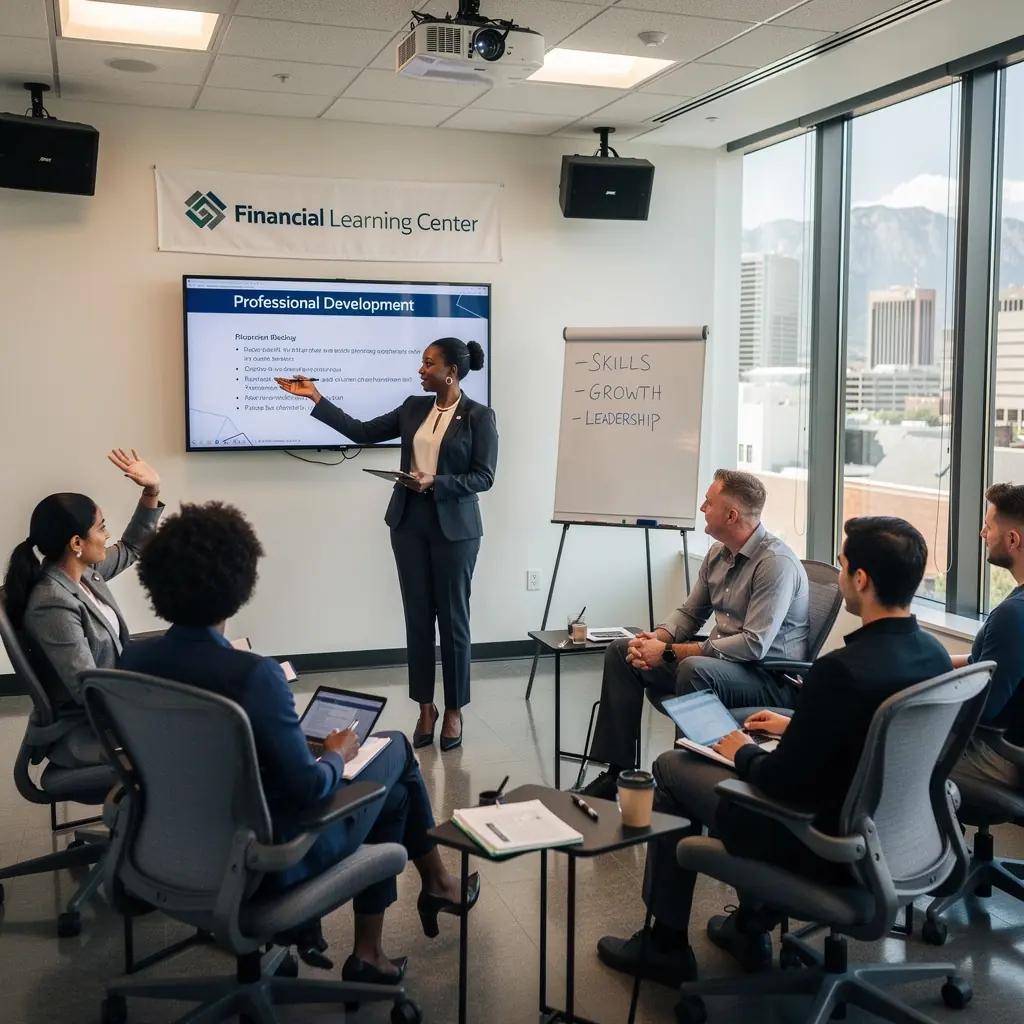 Przestrzeń do spotkań z dużymi oknami, które zapewniają panoramiczny widok.